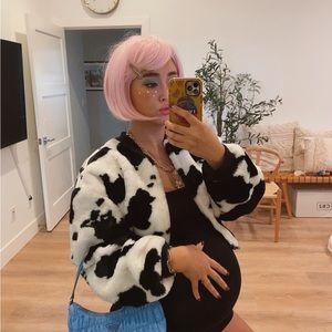 Vintage cow faux fur jacket